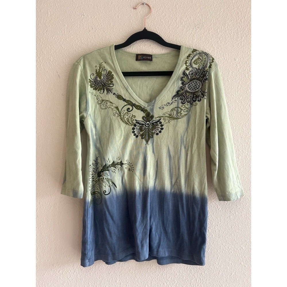 Y2K Sivan Vintage Ombre Tie-Dye Top Medium Artsy Boho Whimsigoth Festival